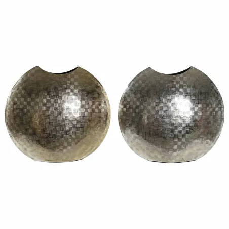 Maljakko DKD Home Decor 37 x 14 x 33 cm Hopeinen Kullattu Alumiini Moderni (2 osaa)