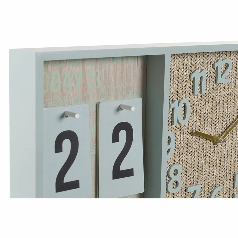 Sienas pulkstenis DKD Home Decor Zaļš Koks polipropilēns Plastmasa Koks MDF Tropiskais 40 x 5 x 24 cm (2 gb.)