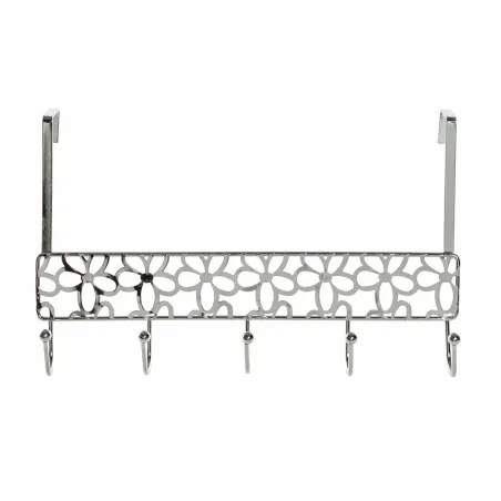 Durvju Mēteļu Plaukts DKD Home Decor Sudrabains Metāls Plastmasa Цветы 32 x 10 x 19 cm