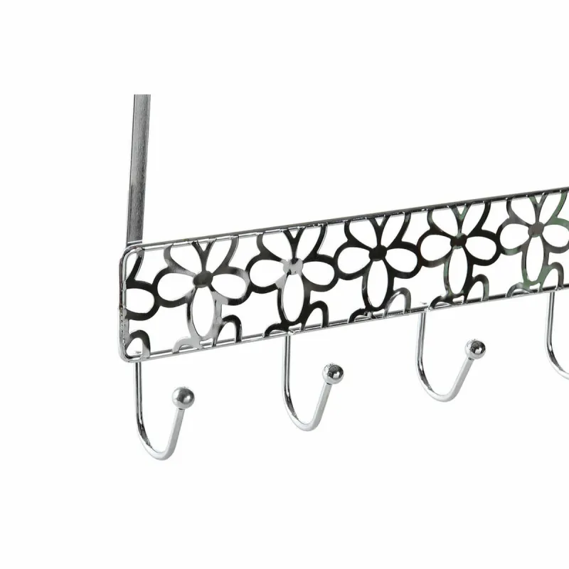Durvju Mēteļu Plaukts DKD Home Decor Sudrabains Metāls Plastmasa Цветы 32 x 10 x 19 cm