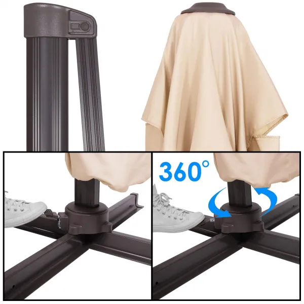 Sodo skėtis Springos GU0049, 500 cm, su uždangalu, kabantis, smėlio spalvos