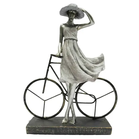 Dekoratīvās figūriņas DKD Home Decor Dāma Sudrabains Ritenis Metāls Sveķi (27,5 x 9,5 x 34,5 cm)
