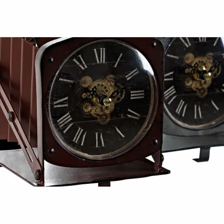 Stalinis laikrodis DKD Home Decor Raudona Bordo Tamsiai pilka Foto kamera Kamera Vintage (2 vnt.)