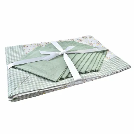 Stalo skalbinių rinkinys DKD Home Decor Gėlės 150 x 250 x 0,5 cm Žalia