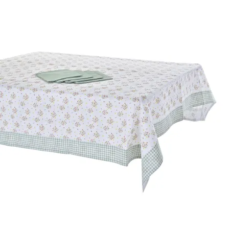 Stalo skalbinių rinkinys DKD Home Decor Gėlės 150 x 250 x 0,5 cm Žalia