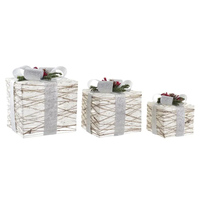 Светящееся украшение DKD Home Decor Белый Серебристый LED 25 x 25 x 28 cm (3 Предметы)