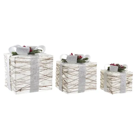 Светящееся украшение DKD Home Decor Белый Серебристый LED 25 x 25 x 28 cm (3 Предметы)