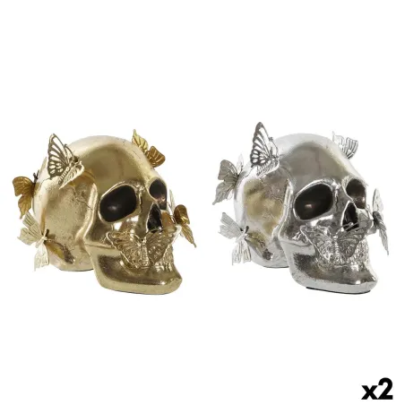 Dekoratiivkuju DKD Home Decor Kuldne Hõbedane Pealuu 16,5 x 10,5 x 11,5 cm (2 Ühikut)