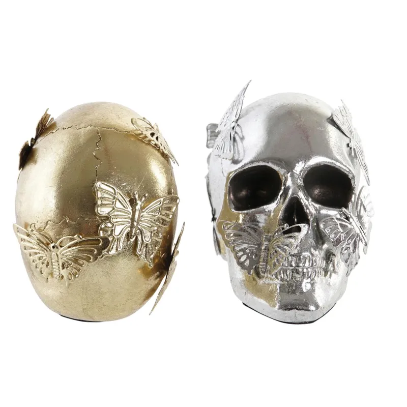 Декоративная фигура DKD Home Decor Позолоченный Серебристый Череп 16,5 x 10,5 x 11,5 cm (2 штук)