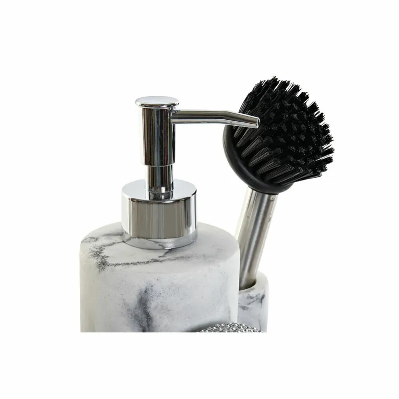 2-in-1 ziepju dozators izlietnei DKD Home Decor Sveķi Nerūsējošais tērauds 12,6 x 11,4 x 18,6 cm