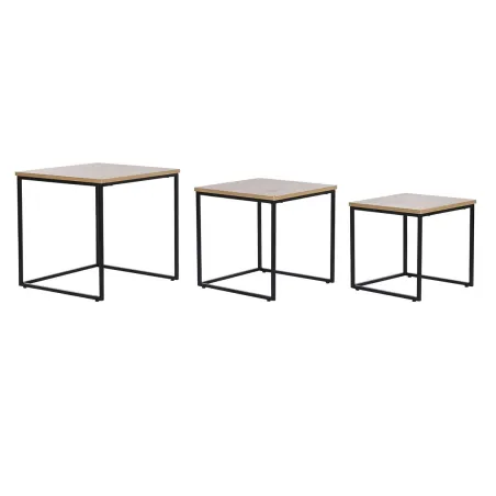 Set of 3 tables DKD Home Decor Musta Metalli 45 x 45 x 45 cm Puu MDF