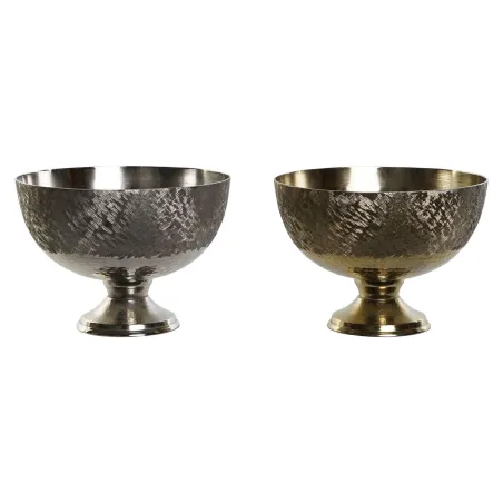 Pöytäkoriste DKD Home Decor Kullattu Hopeinen Alumiini 25 x 25 x 18 cm (2 osaa)