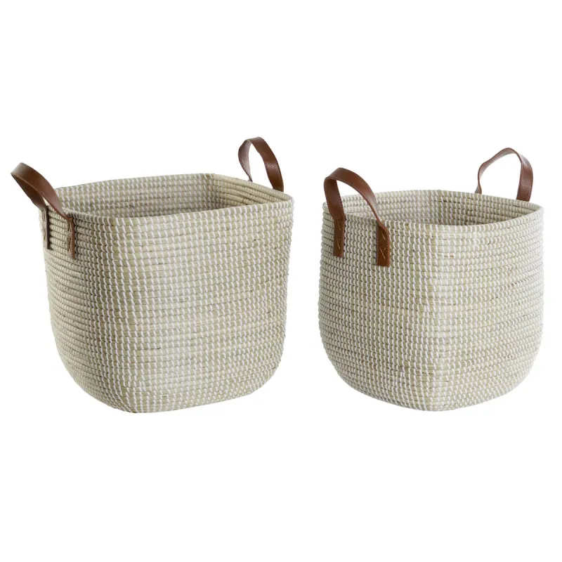 Korvikomplekt DKD Home Decor Naturaalne Helepruun Polüuretaan Merihein 38 x 38 x 35 cm 2 Tükid, osad