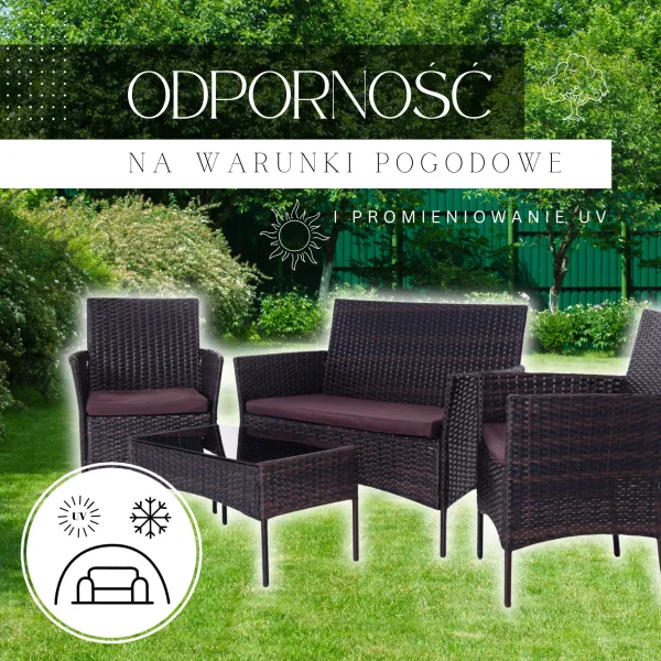 Garden Furniture Set from Technorattan Springos GF0059 Sofa, 2 Armchairs and Table Brown