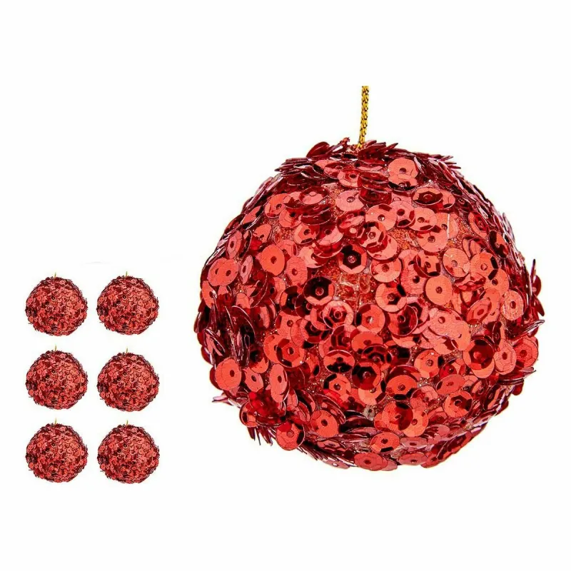 Kalėdinių kamuoliukų rinkinys Krist+ Raudona Plastmasinis Blizgučiai (8 vnt.)