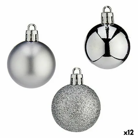 Набор новогодних шаров Krist+ Серебристый Пластик 4 cm (12 штук)
