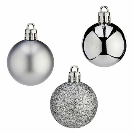 Ziemassvētku bumbiņu komplekts Krist+ Sudrabains Plastmasa 4 cm (12 gb.)