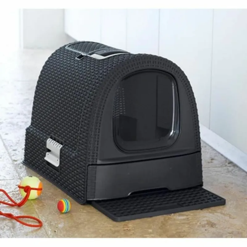 Ящик для кошачьего туалета Curver 51 x 38,5 x 39,5 cm Антрацитный Чёрный Пластик