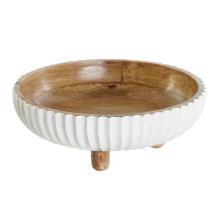 Pöytäkoriste DKD Home Decor Valkoinen Tummanruskea Mangopuu 25 x 25 x 9 cm