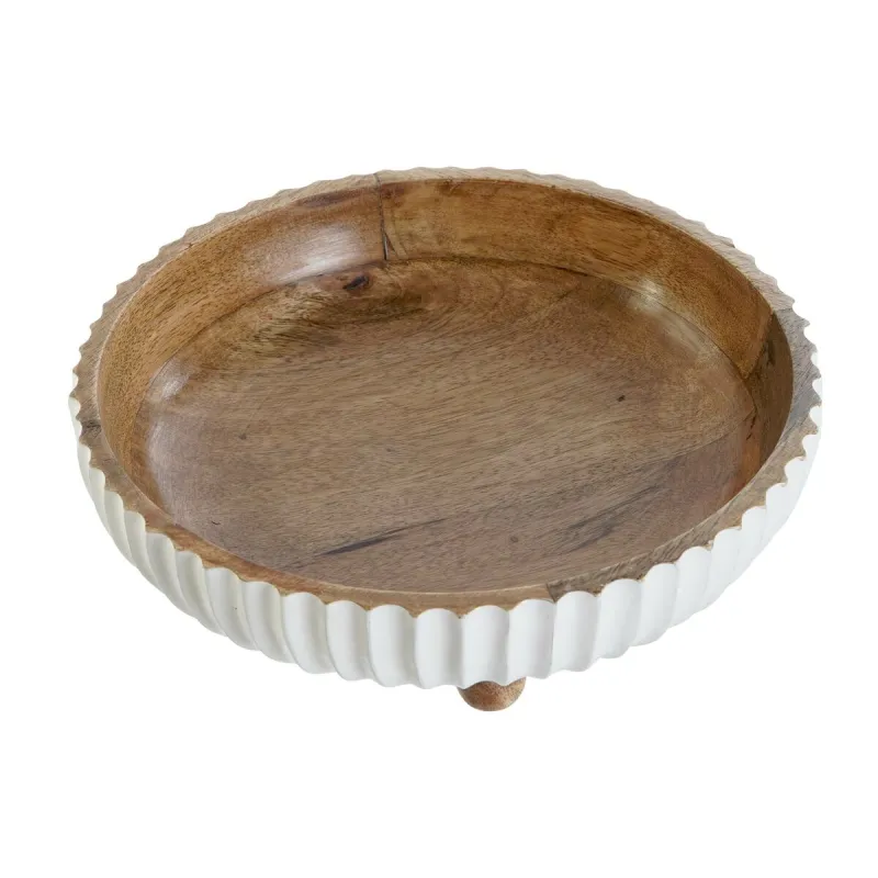 Lauakaunistus DKD Home Decor Valge Tumepruun Mangopuit 25 x 25 x 9 cm