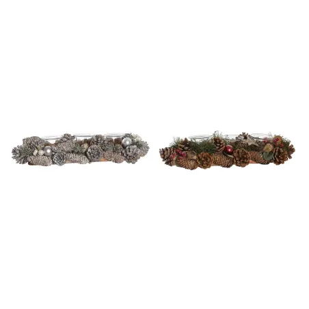Joulu kynttilänjalka DKD Home Decor Valkoinen Punainen Vihreä Kristalli 38 x 13 x 8,5 cm (2 osaa)