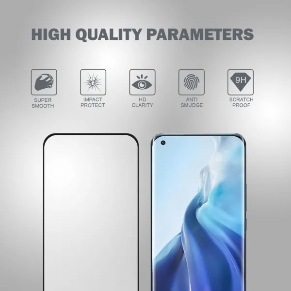 Crong 3D Armor Glass - 9H Full Glue Tempered Glass for Xiaomi Mi 11 Full Screen + Installation Frame