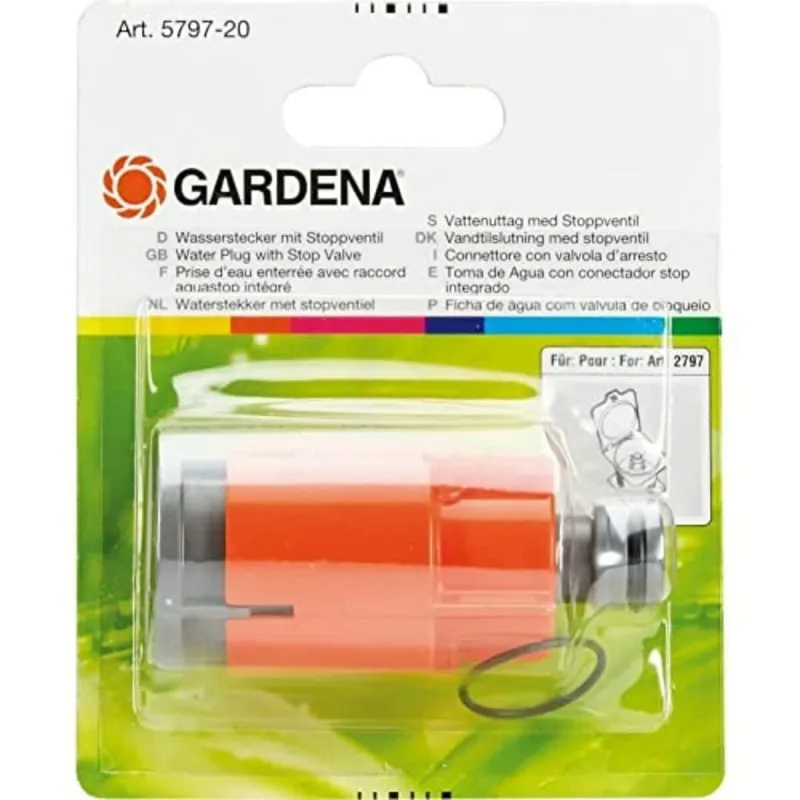 Sulkuventtiilillä varustettu vedentulo Gardena 5797-20 Aquastop Oranssi