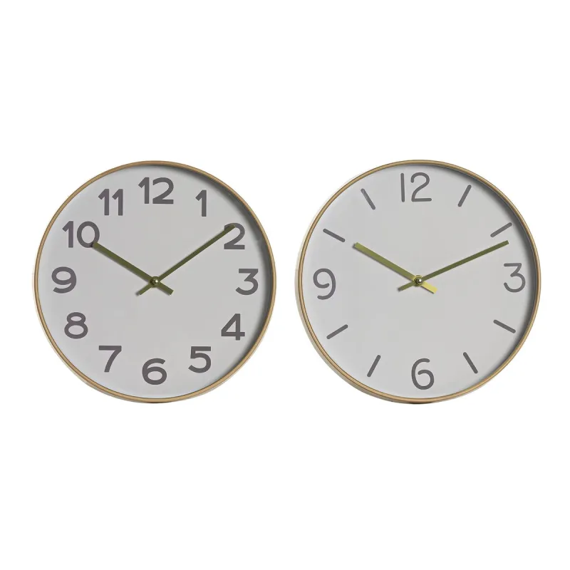 Sienas pulkstenis Home ESPRIT Balts Bronza PVC 30 x 4 x 30 cm (2 gb.)