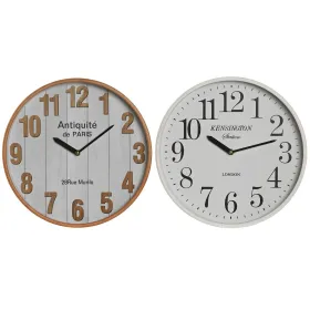 Seinäkello Home ESPRIT Valkoinen Kristalli Puu MDF 32 x 4,5 x 32 cm (2 osaa)