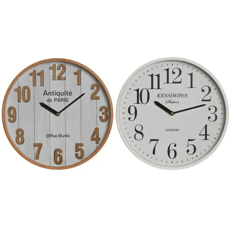 Seinäkello Home ESPRIT Valkoinen Kristalli Puu MDF 32 x 4,5 x 32 cm (2 osaa)