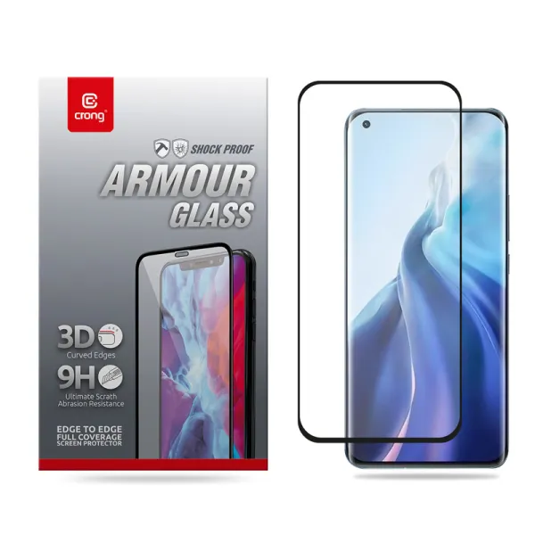 Crong 3D Armor Glass - 9H Full Glue Tempered Glass for Xiaomi Mi 11 Full Screen + Installation Frame