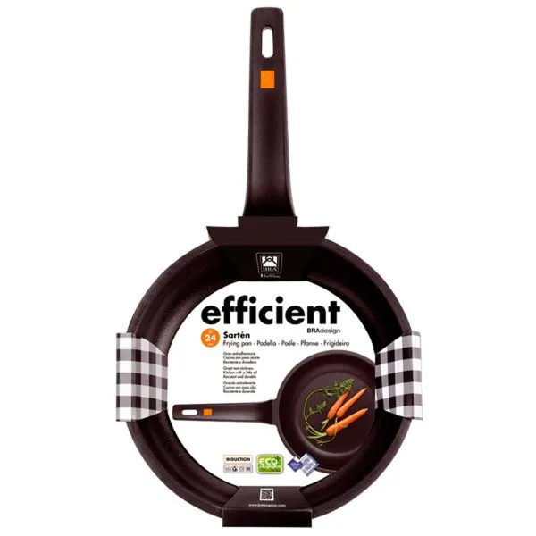 Wok keptuvė BRA Sartén Efficient Juoda Aliuminis Ø 24 cm