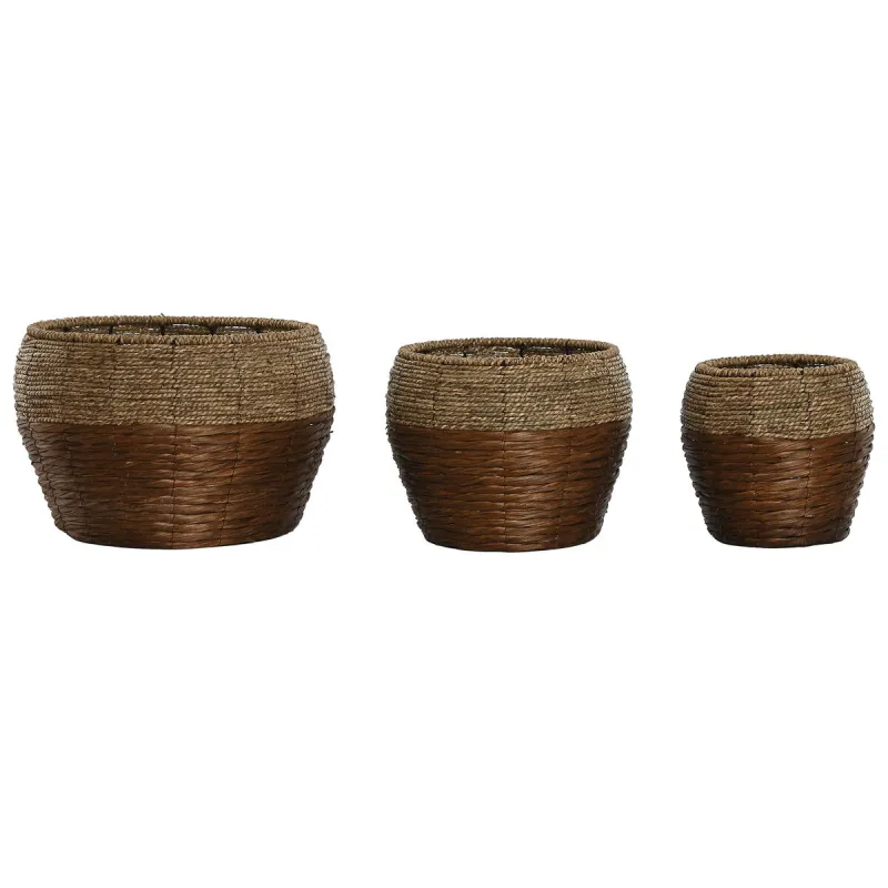 Sodinamųjų komplektas Home ESPRIT Natūralus Metalinis Pluošta Tropinis 32 x 32 x 23 cm