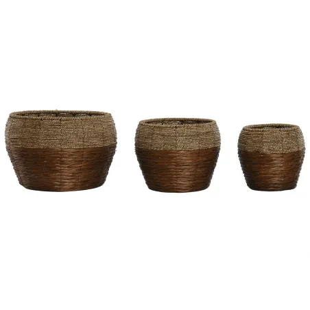 Sodinamųjų komplektas Home ESPRIT Natūralus Metalinis Pluošta Tropinis 32 x 32 x 23 cm
