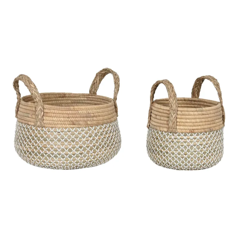 Grozs Home ESPRIT Balts Dabisks Gaiši brūns PVC Jūraszāle niedres 35 x 35 x 30 cm 2 Daudzums