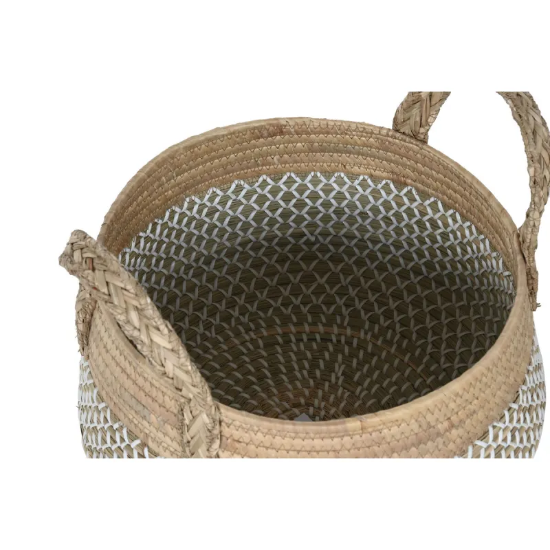 Korisetti Home ESPRIT Valkoinen Luonnollinen Vaaleanruskea PVC Meriruoho Vihvilät 35 x 35 x 30 cm 2 Kappaletta