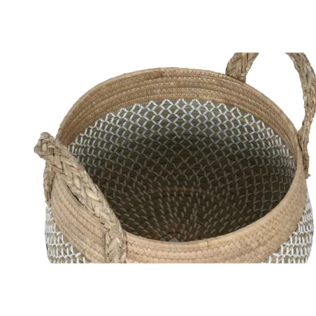 Korisetti Home ESPRIT Valkoinen Luonnollinen Vaaleanruskea PVC Meriruoho Vihvilät 35 x 35 x 30 cm 2 Kappaletta