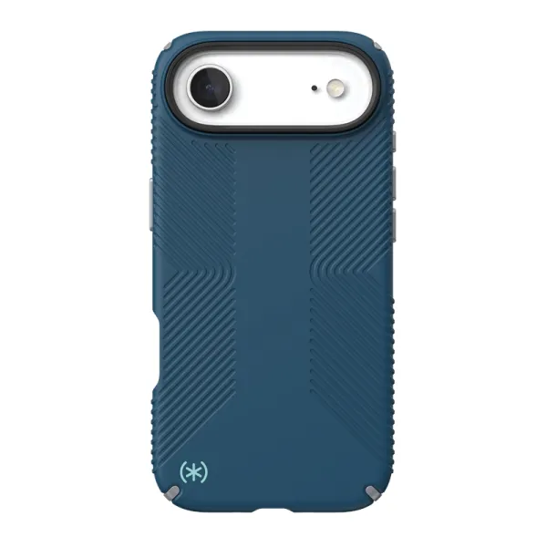 Speck Presidio2 Grip MagSafe - iPhone Air Case (Deep Sea / Silver Metallic / Spell Blue)