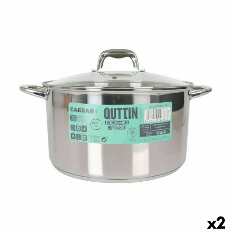 Katliņš ar stikla vāciņu Quttin Caesar Tērauds ø 30 x 17,5 cm (2 gb.)