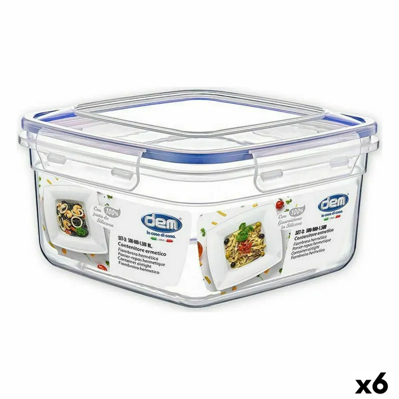 Kahekordne reguleerimissüsteem Dem Hermeetiline 3 Tükid, osad 500 ml 18 x 18 x 10 cm (6 Ühikut)