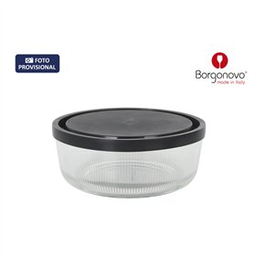 Lunch box Borgonovo Igloo lines Blue Transparent Glass 800 ml (12 Units)