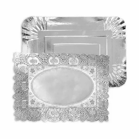Välipalatarjotin Algon Hopeinen Suorakulmainen 25,5 x 35 x 2 cm Kertakäyttöinen (48 osaa)