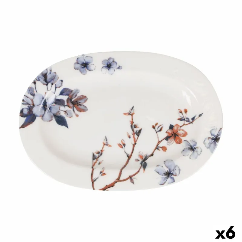 Snack tray Toscana Flowers Oval 27 x 7 x 1,5 cm (6 Units)