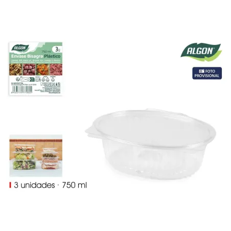 Многоразовые подносы Algon OPS 750 ml 18,7 x 15,3 x 5 cm (3 Предметы) (24 штук)