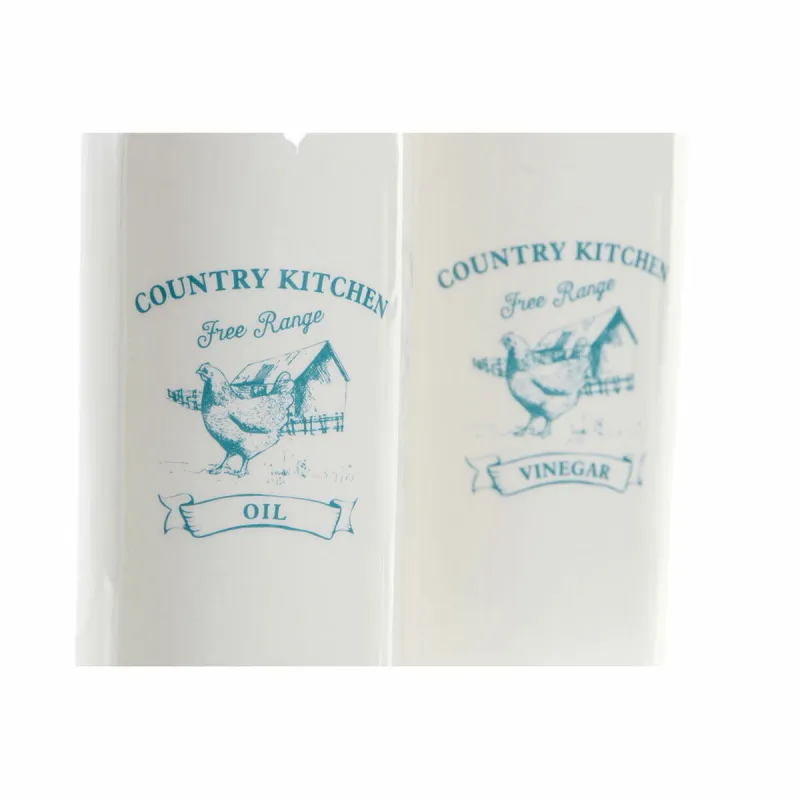 Oil and Vinegar Set DKD Home Decor 250 ml White Green Turquoise Stainless steel Plastic Dolomite