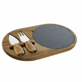 Cutting board DKD Home Decor Stainless steel Board Acacia (32 x 20 x 1.5 cm) (4 x 15 x 1,5 cm) (3 pcs)