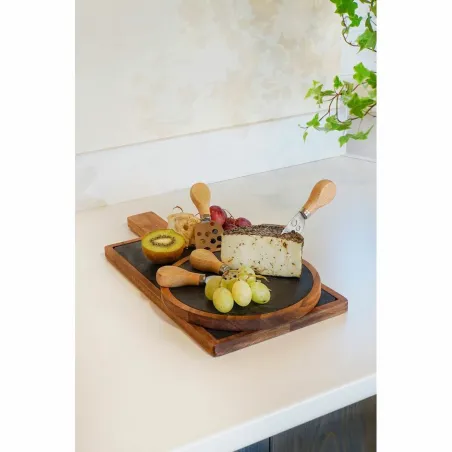 Lõikelaud DKD Home Decor Roostevaba teras Laud Akaatsia (32 x 20 x 1.5 cm) (4 x 15 x 1,5 cm) (3 pcs)