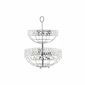Puuviljakauss DKD Home Decor Hõbe Metall Kwiaty (28 x 28 x 39 cm)