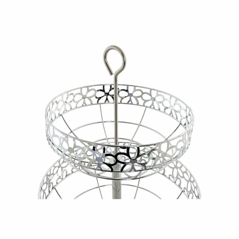 Puuviljakauss DKD Home Decor Hõbe Metall Kwiaty (28 x 28 x 39 cm)