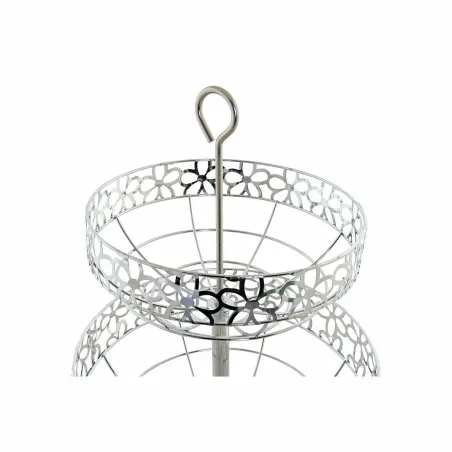 Puuviljakauss DKD Home Decor Hõbe Metall Kwiaty (28 x 28 x 39 cm)